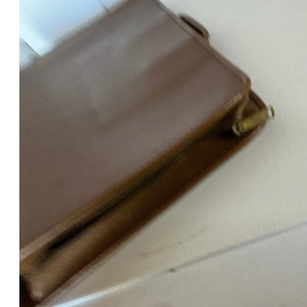 Vintage Leather Briefcase Slim Document Portfolio Brown Retractable Handle L 16